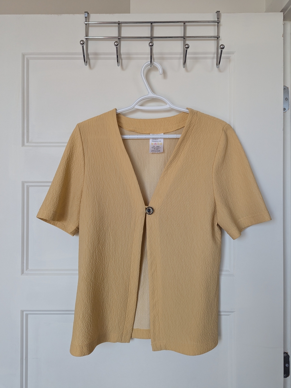 Womens Short Sleeve Button Front Top - Yellow